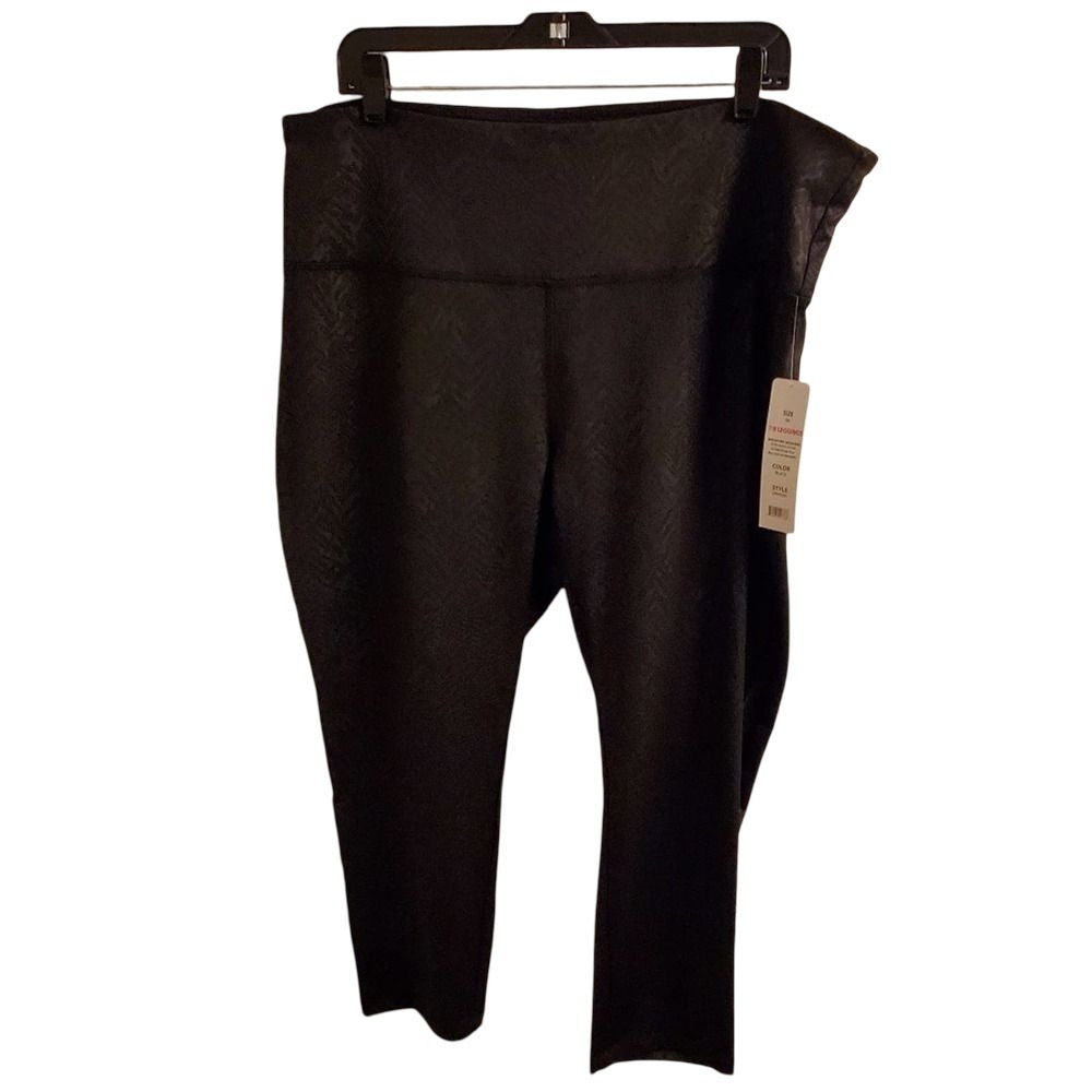 Vogo Athletica Womens Black Embossed Chevron 7/8 Leggings Plus Size 3X 2904205